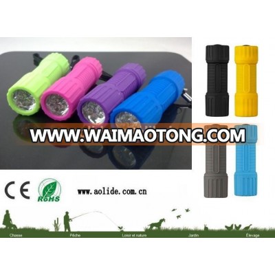 rubber plastic 6 led torch light for promotion(factory price)