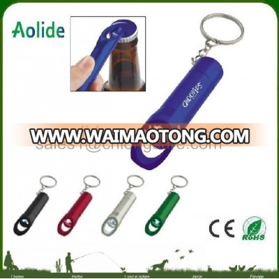 3LED mini aluminum Flashlight with Bottle Opener Promotional Keychain