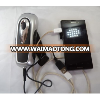 USB phone charger dynamo flashlight 3 led flashlight can charge to phone