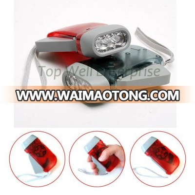 3 LED hand press dynamo flashlight 3 LED hand manual torch