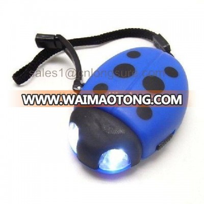 Animal hand crank dynamo flashlight 2 LED bug wind up ladybug torch