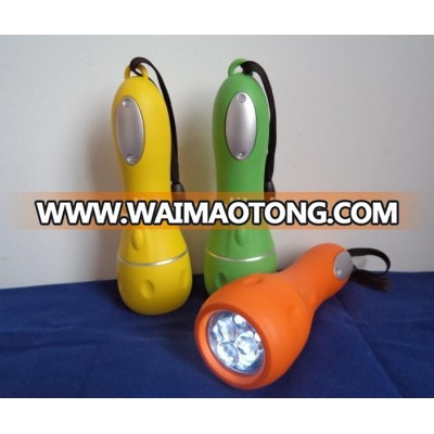 5 LED 2D batteries operated rubber plastic torch