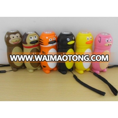 Animal shaped hand press LED dynamo flashlight cute toys flashlight