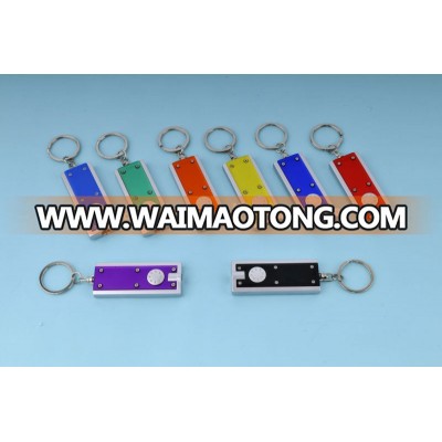 Rectangle shaped plastic Promotion LED Keychain light keyring light restaurant,hotel,bar promotional gift key ring light