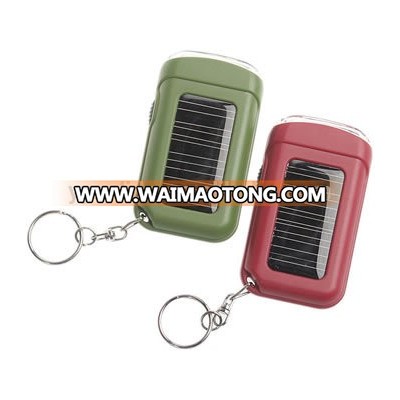 solar led flashlight keychain 2LED solar key ring torch