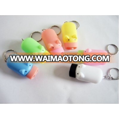 lovely pig key ring light best gift for kid light with key chian pig shape