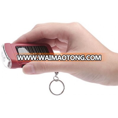 2 LED solar powered flashlight key ring solar keychain 2 LED torch