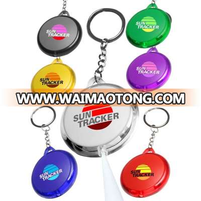 circular LED key chain light translucent colored edges light