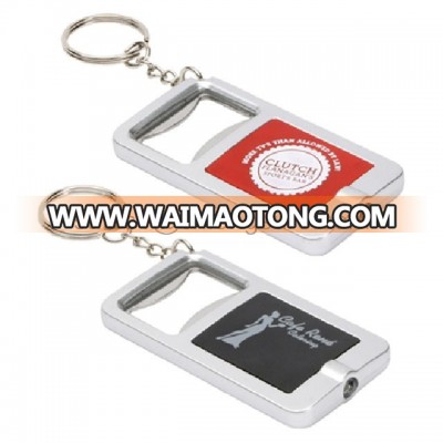 LED light keychain with bottle opener keyring torch can print logo