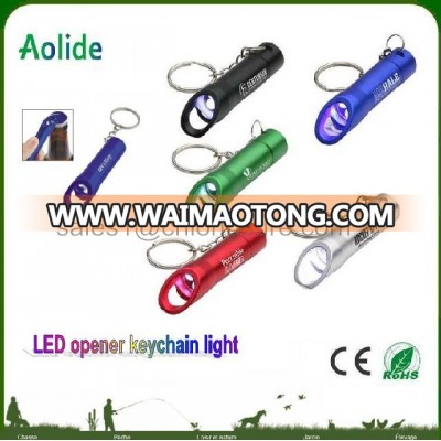 mini LED light with bottle opener 3 LED Aluminum LED Opener Key Chain light