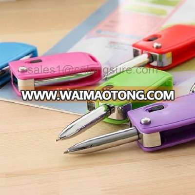 factory price Plastic Folding Ballpen Folding ball pen with 1 LED light in a car key shaped