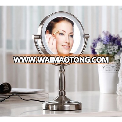 7 Inch 5X Magnification LED Table Cosmetic Mirror Silver/Chrome UV Finish Makeup Mirrors Professional for Self Makeup Mirror